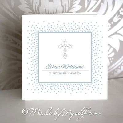 Delicate Cross Christening Invitation - Boy