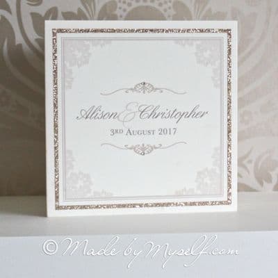 Elegant Scroll Glitter Border Wedding Invitation