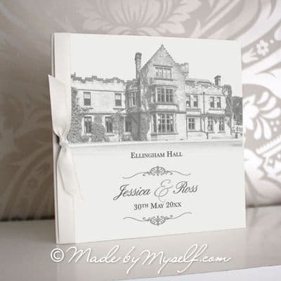 Ellingham Hall Pocketfold Wedding Invitation - Includes RSVP & Guest Information