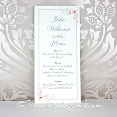 Floral Circle Menu Place Card