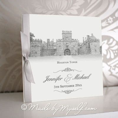 Hoghton Tower Pocketfold Wedding Invitation - Includes RSVP & Guest Information