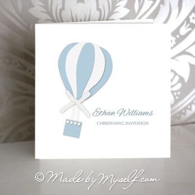 Hot Air Balloon Christening Invitation - Boy