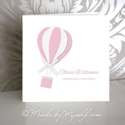 Hot Air Balloon Christening Invitation - Girl