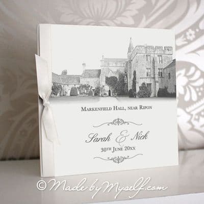 Markenfield Hall Pocketfold Wedding Invitation - Includes RSVP & Guest Information