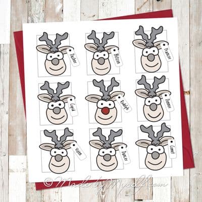 Reindeer Faces Christmas Card