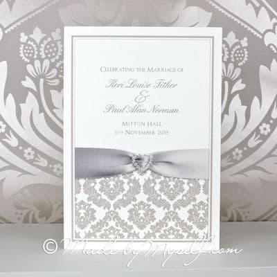 Ribbon Heart Damask Order of the Day - Printed