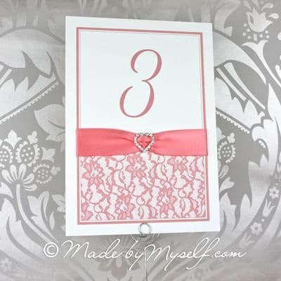 Ribbon Heart Lace Table Number
