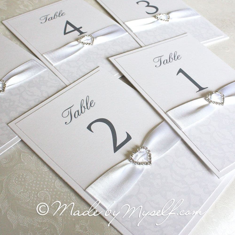 Ribbon Heart Lace Table Number - Option 2