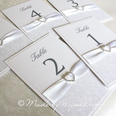 Ribbon Heart Lace Table Number - Option 2