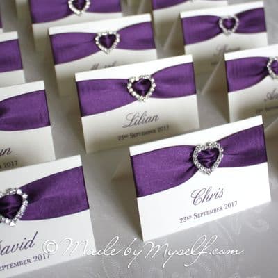 Ribbon Heart Place Card Purple