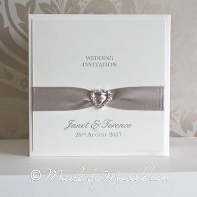 Ribbon Heart Pocketfold Wedding Invitation