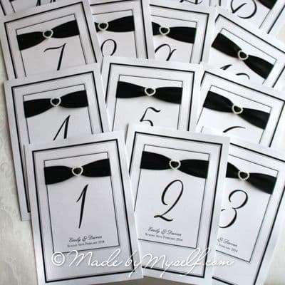 Ribbon Heart Table Number