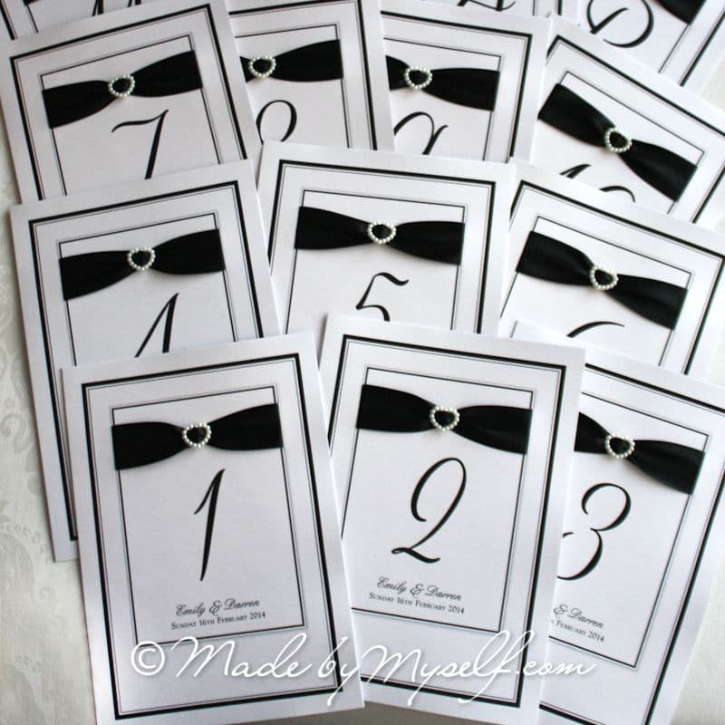 Table Numbers With Ribbon Ribbon Heart Table Number