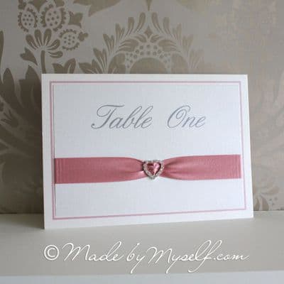 Ribbon Heart Table Number - Landscape