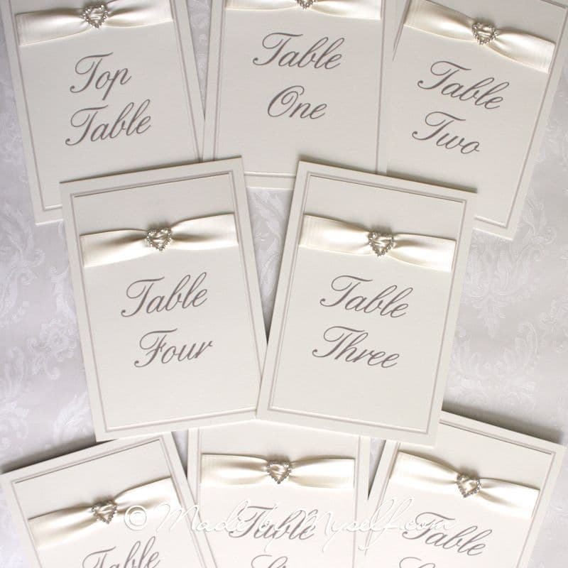 Ribbon Heart Table Number - Option 2
