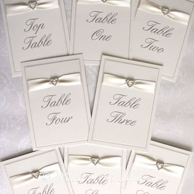 Ribbon Heart Table Number - Option 2