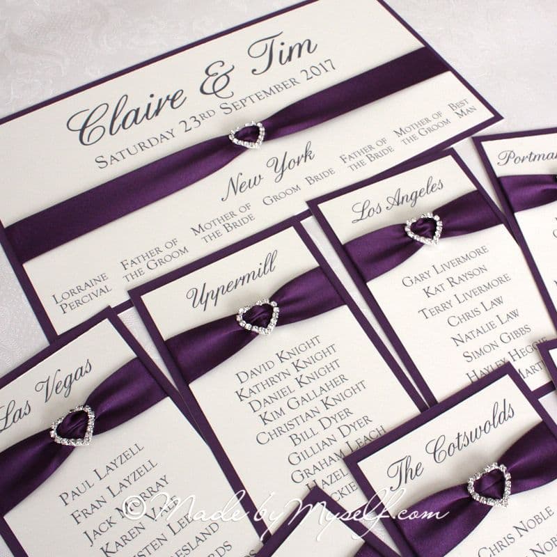 Ribbon Heart Table Plan Cards for you to mount yourself