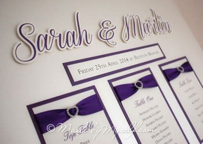 Ribbon Heart Table Plan with 3D bride and groom names