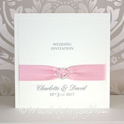 Ribbon Heart Wedding Invitation - Card Style