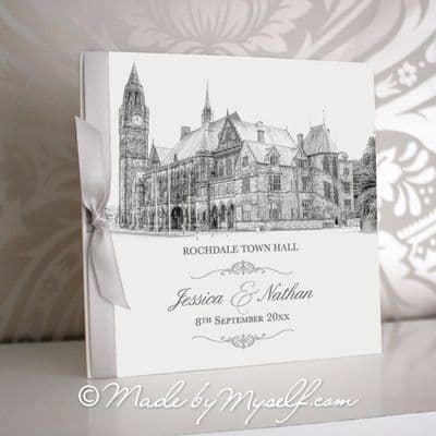 Rochdale Town Hall Pocketfold Wedding Invitation - Includes RSVP & Guest Information