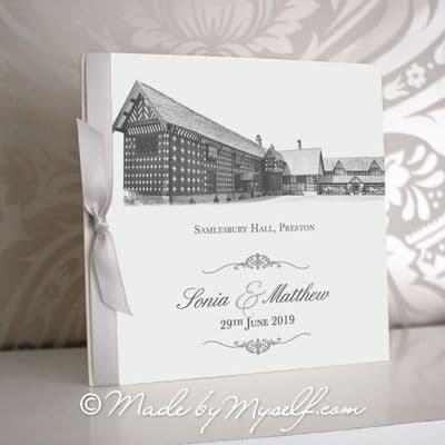 Samlesbury Hall Pocketfold Wedding Invitation - Includes RSVP & Guest Information