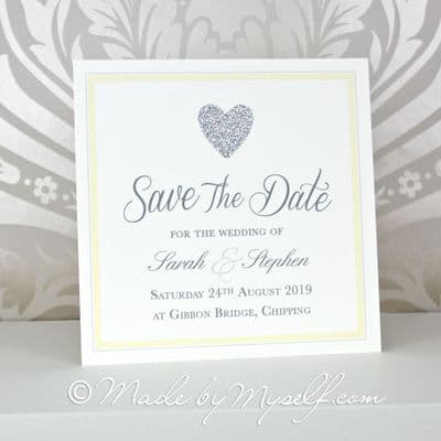 Simple Glitter Heart Save The Date