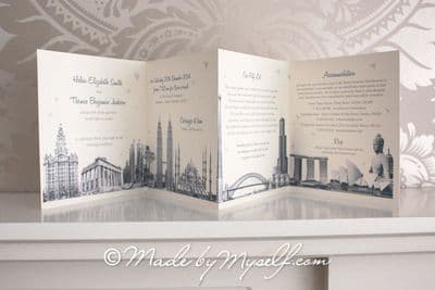 Travel theme Wedding Invitation - Concertina