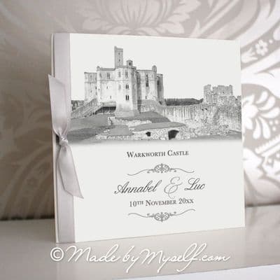 Warkworth Castle Pocketfold Wedding Invitation - Includes RSVP & Guest Information