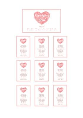 Watercolour Heart Table Plan