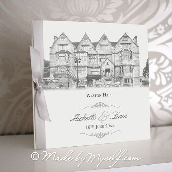 Weston Hall Pocketfold Wedding Invitation - Includes RSVP & Guest Information