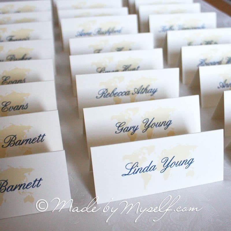 World Map Place Cards