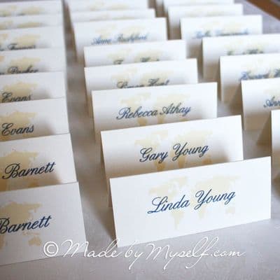 World Map Place Cards