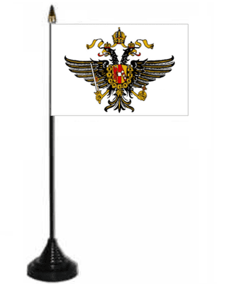 1st Queen's Dragoons Desk / Table Flag with plastic stand and base.