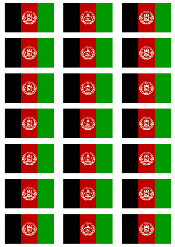 Afghanistan Flag Stickers - 21 per sheet
