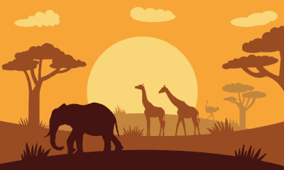 African Animal Silhouette Large Flag - 5' x 3'