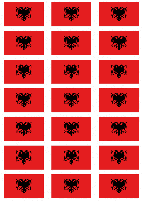 Albania Flag Stickers - 21 per sheet