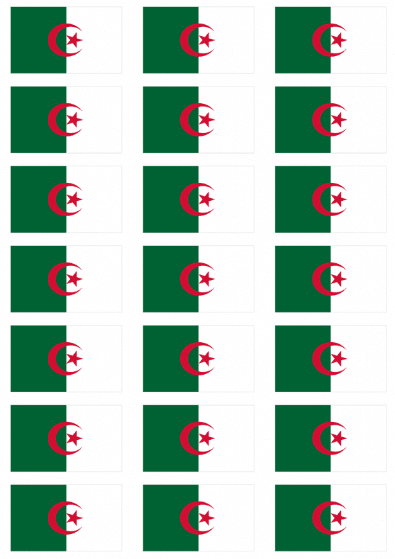 Algeria Flag Stickers - 21 per sheet