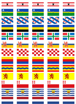 All 12 Netherlands Regions' Flag Stickers - 65 per sheet