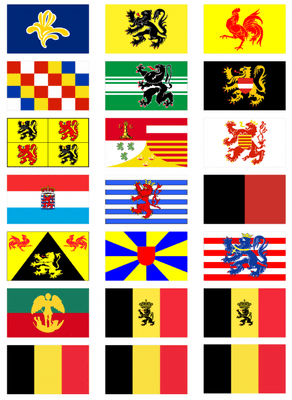 All 13 Belgian Provinces and Regions' Flag Stickers - 21 per sheet