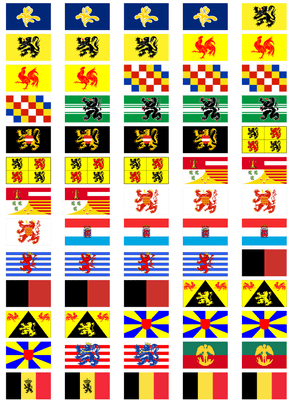 All 13 Belgian Provinces and Regions' Flag Stickers - 65 per sheet
