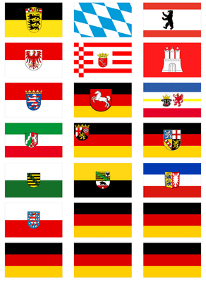 All 16 German States' Flag Stickers - 21 per sheet