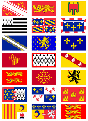 All 21 French Regions' Flag Stickers - 21 per sheet
