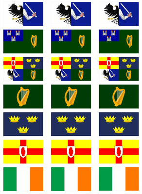All 4 Irish Provinces' Flag Stickers - 21 per sheet