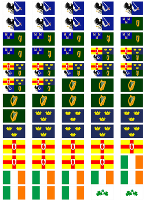 All 4 Irish Provinces' Flag Stickers - 65 per sheet