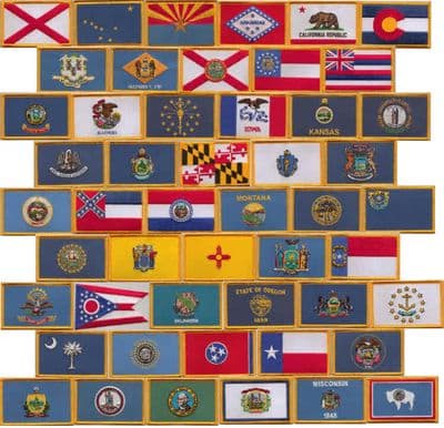 All 50 US State Embroidered Flag Patches, style 08.