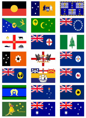 All 8 Australian States' Flag Stickers - 21 per sheet