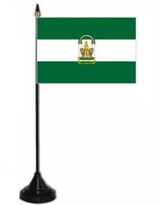 Andalusia Desk / Table Flag with plastic stand and base.
