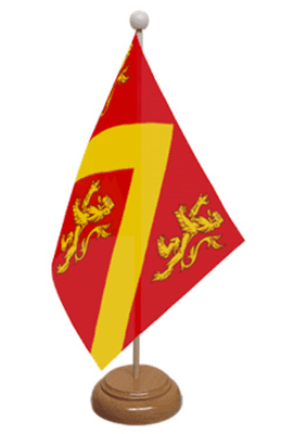 Anglesey Desk / Table Flag with wooden stand and base