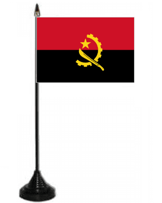 Angola Desk / Table Flag with plastic stand and base.