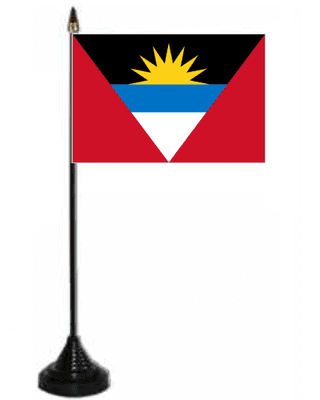 Antigua & Barbuda Desk / Table Flag with plastic stand and base.